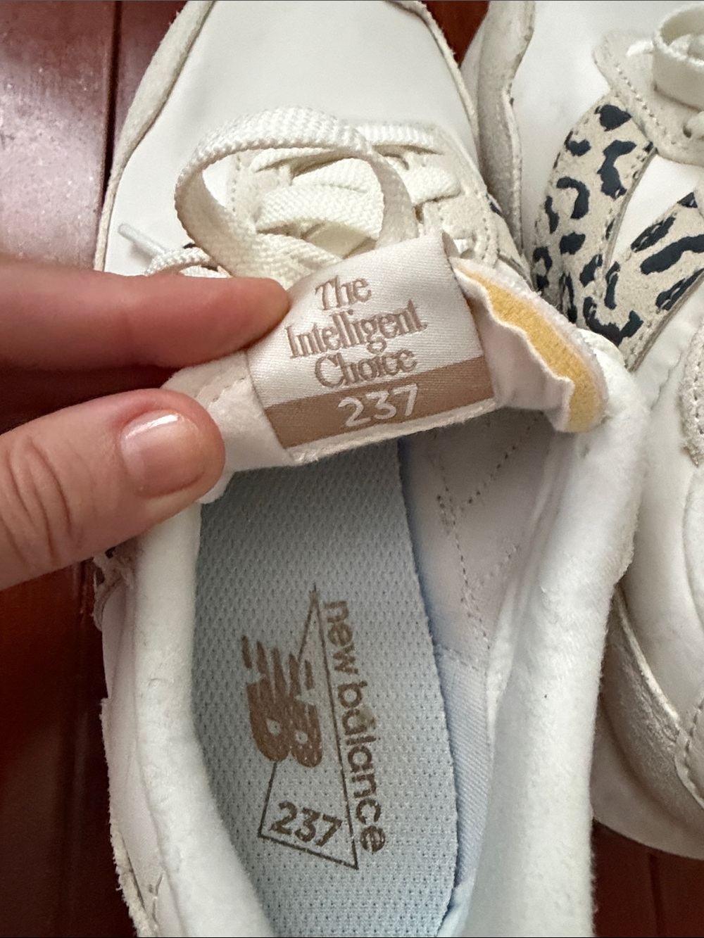 New Balance Women's Cream Sneakers with Leopard Accent - Picture 6 of 12